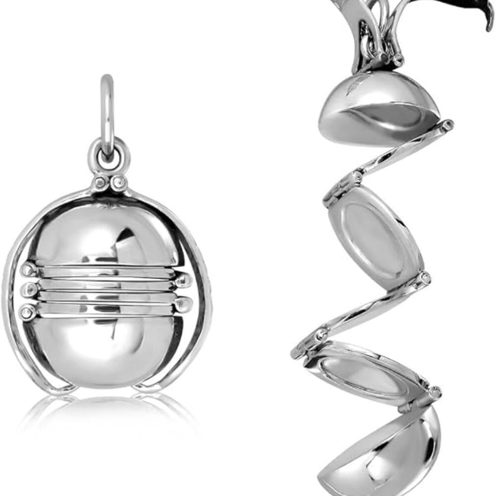 WithLoveSilver 925 Sterling Silver 13mm Photo Ball for 3 Pictures Pendant Locket